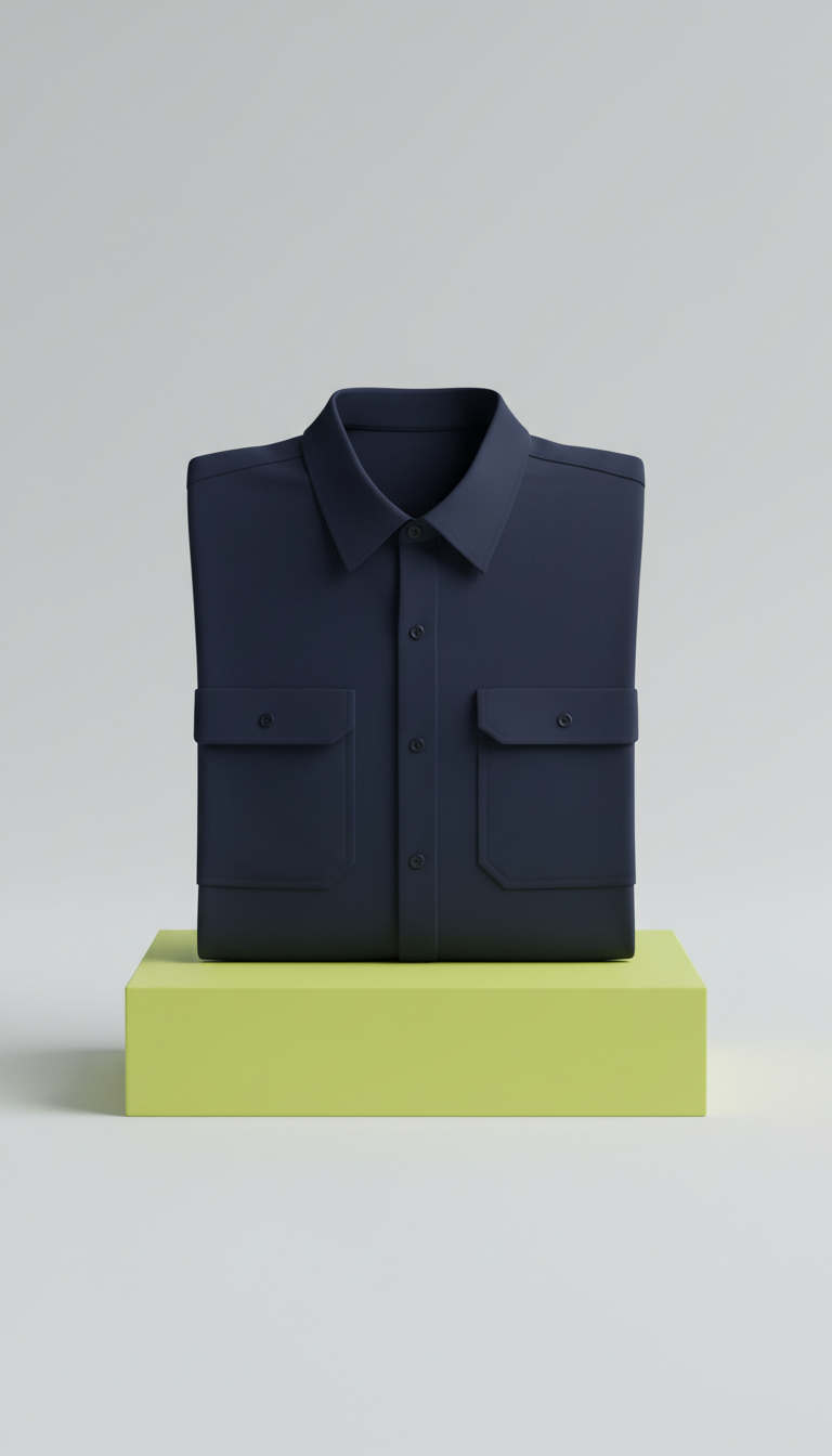 Camisa utilitaria azul medianoche poliéster-algodón